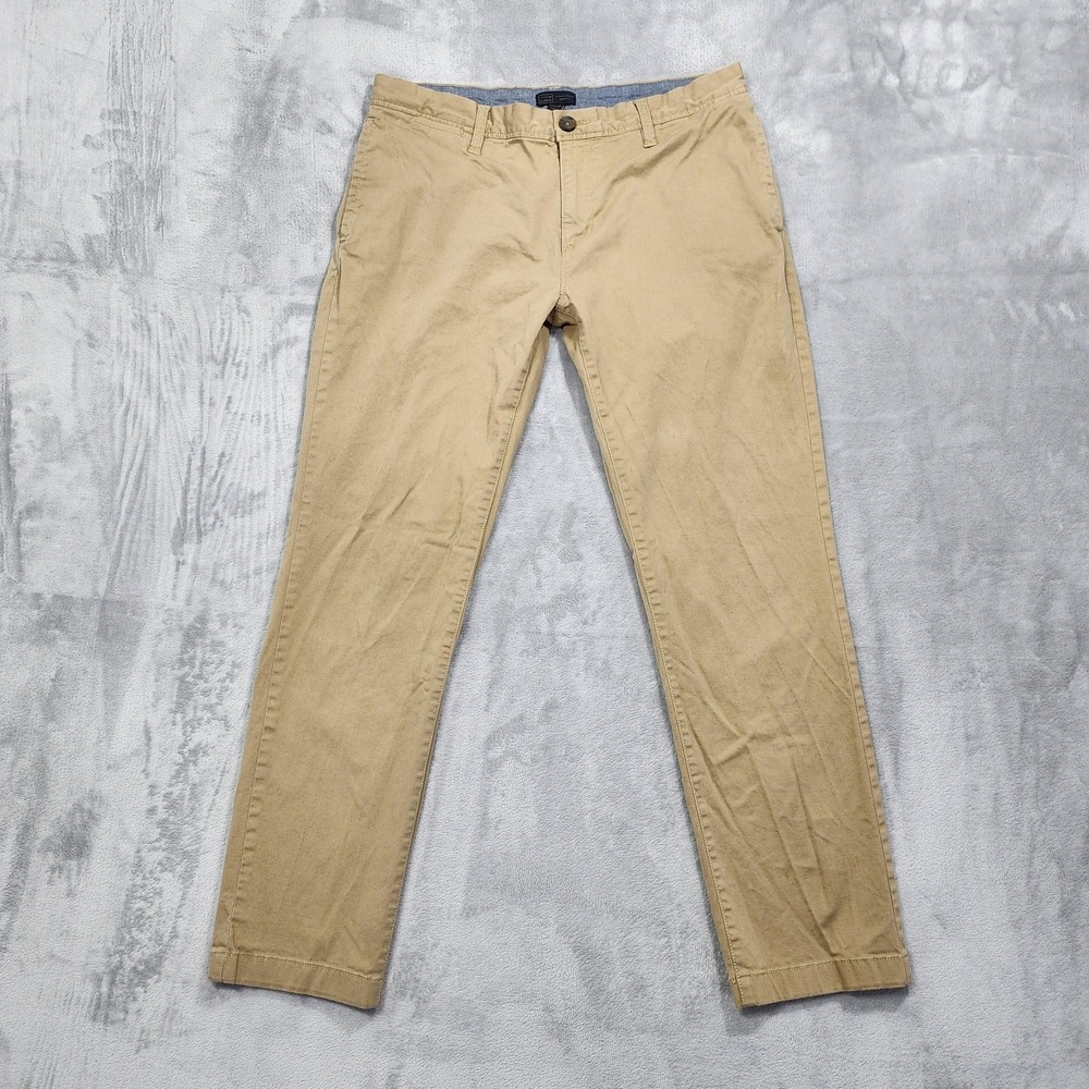 14th & Union Pants Mens 34x30 Beige Slim Fit Chino‎ Stretch Casual Office Khakis